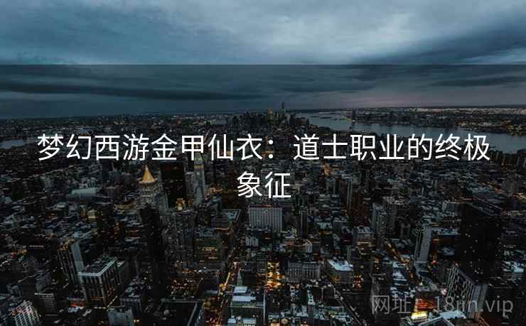 梦幻西游金甲仙衣：道士职业的终极象征