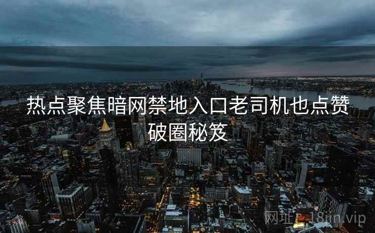 热点聚焦暗网禁地入口老司机也点赞破圈秘笈