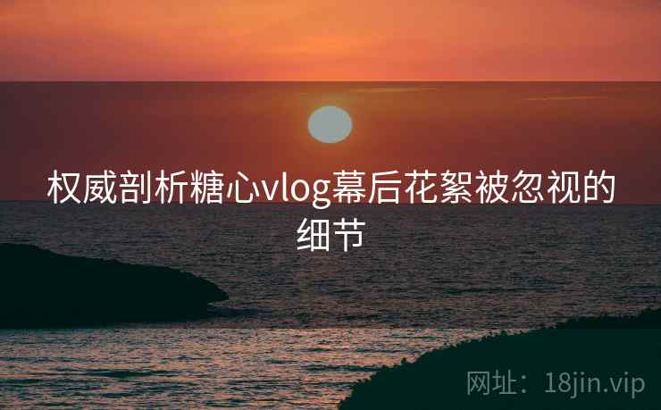 权威剖析糖心vlog幕后花絮被忽视的细节