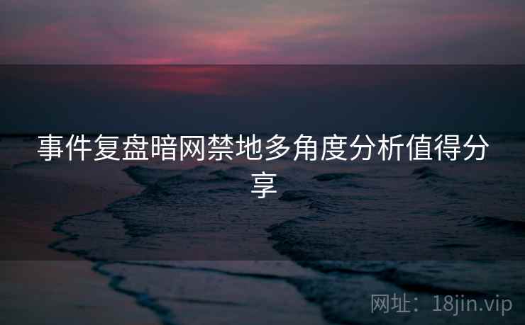 事件复盘暗网禁地多角度分析值得分享
